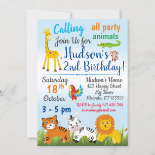 Safari Jungle animaux invitation anniversaire