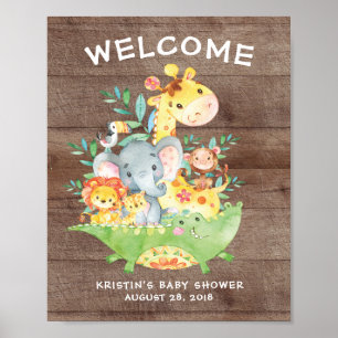 Safari Jungle Animaux Welcome Poster Baby shower