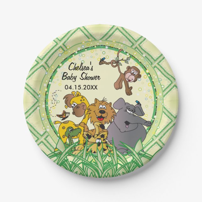 Safari Jungle Baby Animals - Babydusche Pappteller (Vorderseite)