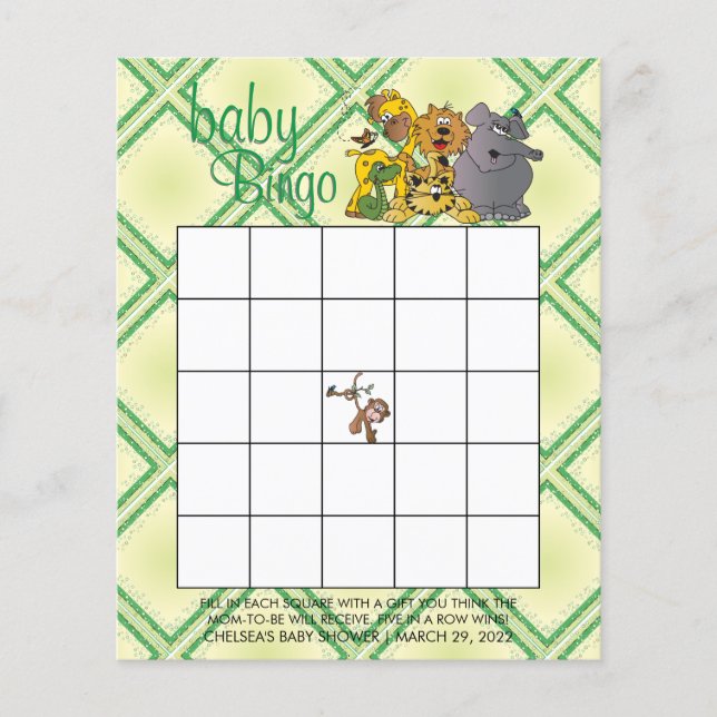 Safari Jungle Baby Animals - Bingo Game Flyer (Vorne)