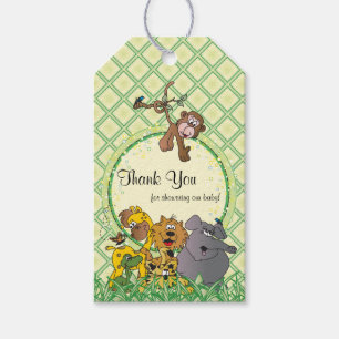 Safari Jungle Baby Animals Kinderdusche Vielen Dan Geschenkanhänger