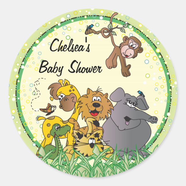 Safari Jungle Baby Animals Runder Aufkleber (Vorderseite)