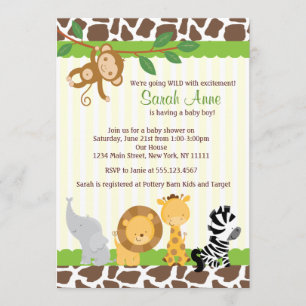 Safari Jungle Baby Boy Shower Invitation
