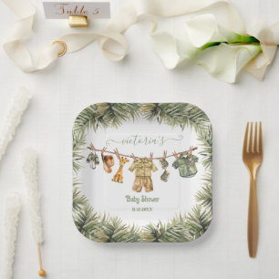 Safari Jungle Baby Dusche Wäscheleine Pappteller