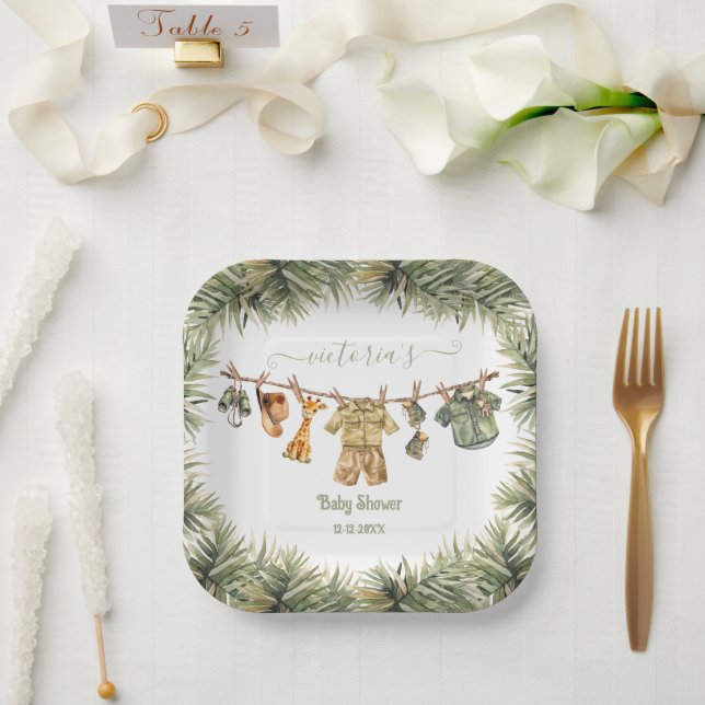 Safari Jungle Baby Dusche Wäscheleine Pappteller (Hochzeit)