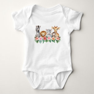 Safari Jungle Baby Girl Bodysuit Floral Baby Strampler