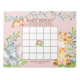Safari Jungle Baby shower Bingo Jeu Bloc-notes