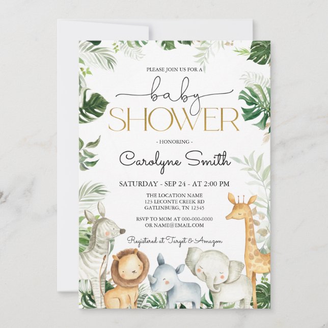 Safari JUNGLE Baby shower Invitation (Devant)