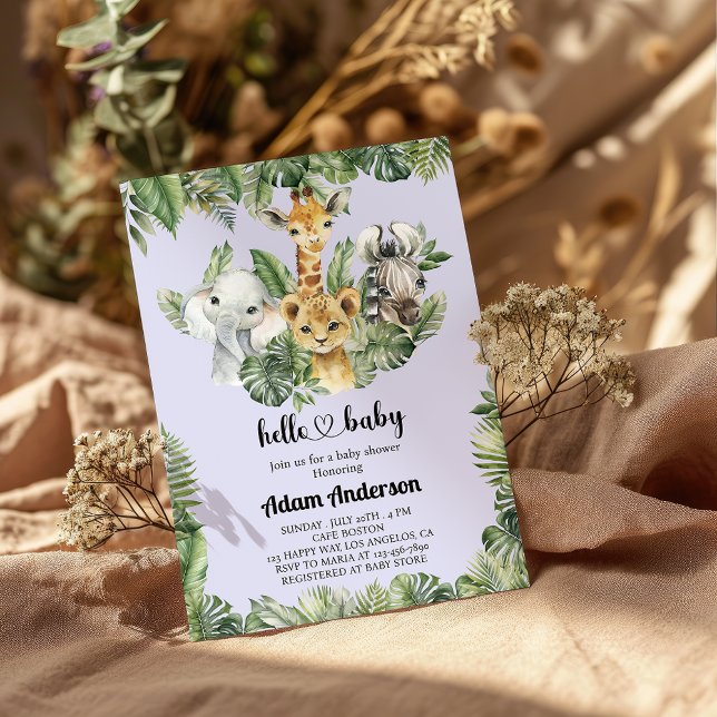 Safari Jungle Baby shower Invitation - animal mign (Créateur téléchargé)