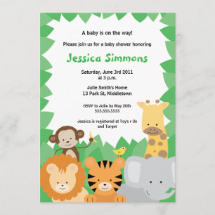 Safari Jungle Baby Shower - Junge/Mädchen Einladung