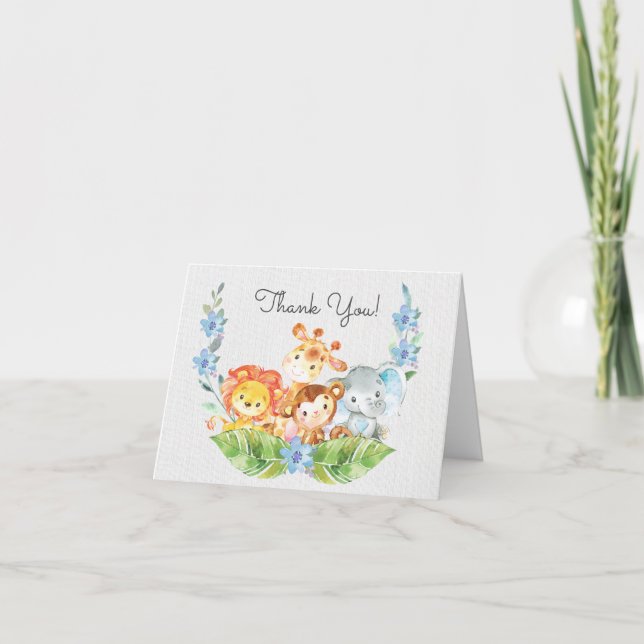 Safari Jungle Baby shower Merci Note (Devant)