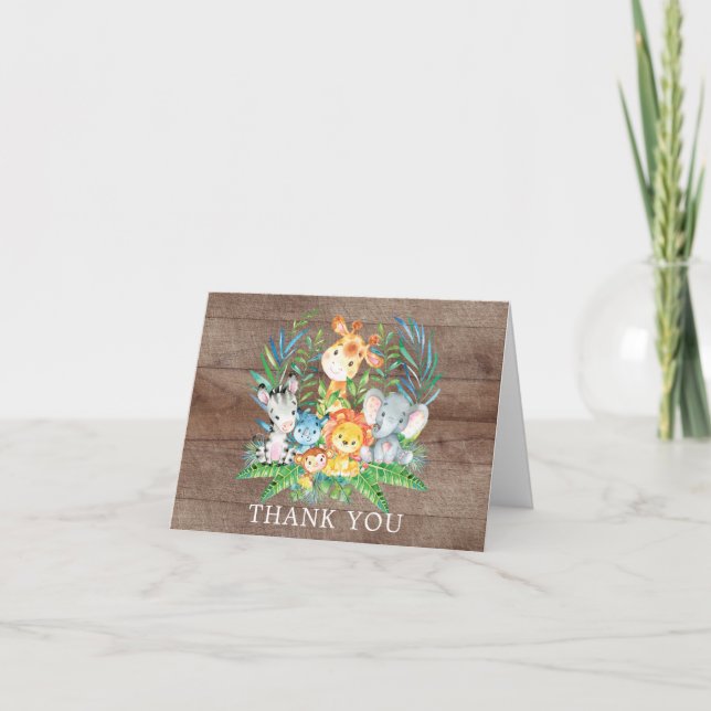 Safari Jungle Baby Shower Thank You Dankeskarte (Vorderseite)