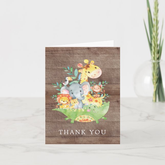 Safari Jungle Baby Shower Thank You Dankeskarte (Vorderseite)