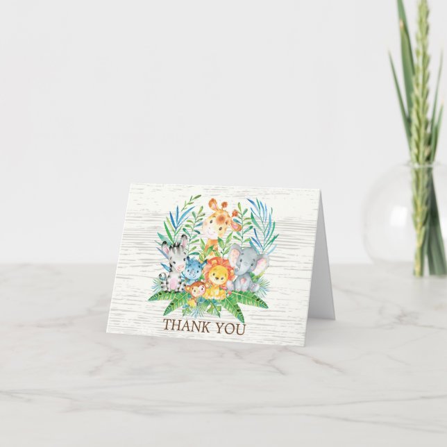 Safari Jungle Baby Shower Thank You Dankeskarte (Vorderseite)