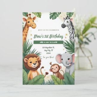 Safari Jungle Birthday Invitation Einladung