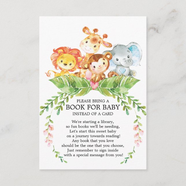 Safari Jungle Boys Baby Showbook Begleitkarte (Vorderseite)