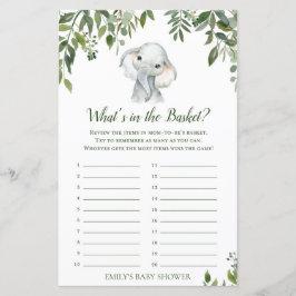Safari Jungle Elephant Baby Shower Game PRINTED