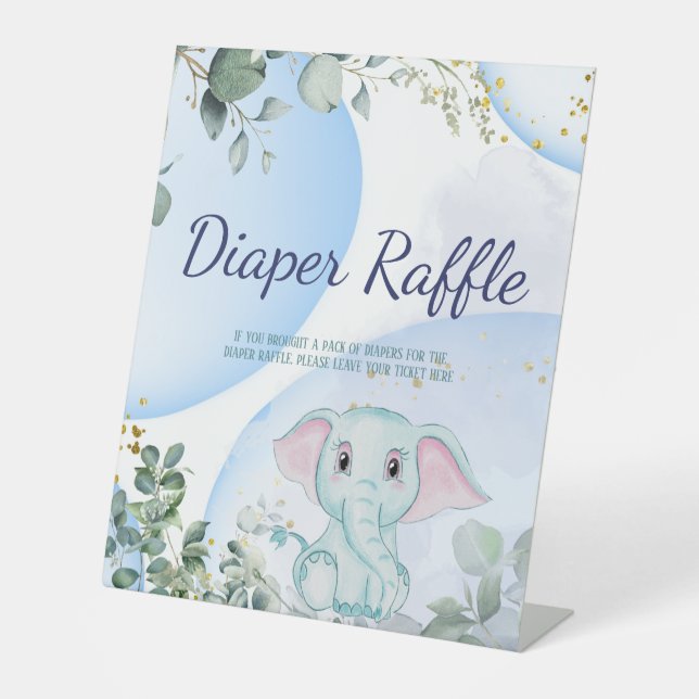 Safari Jungle Elephant Eucalyptus Diaper Raffle Sockelschild (Vorderseite)