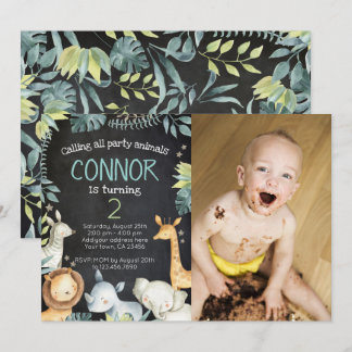 Safari Jungle Geburtstag Einladung mit Foto