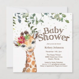 Safari Jungle Girl Giraffe Kinderdusche Einladung