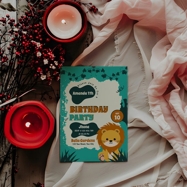 Safari Jungle Lion 1. Geburtstag Einladung (Von Creator hochgeladen)
