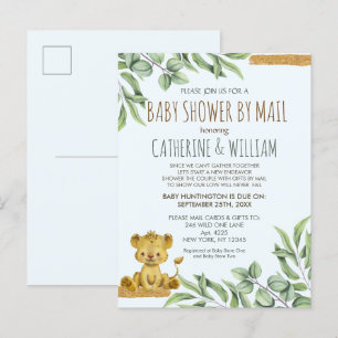 Safari Jungle Lion Moderne Babydusche per Mail Einladungspostkarte