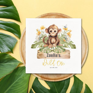 Safari Jungle Monkey Watercolor Serviette