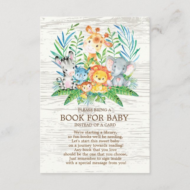 Safari Jungle Neutral Baby Shower Book for Baby Begleitkarte (Vorderseite)
