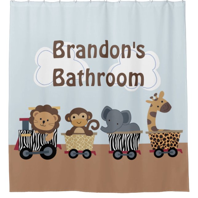 Safari Jungle Train rideau de douche pour enfant (Devant)
