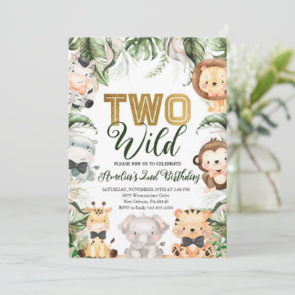 Safari Jungle Two Wild Birthday Party Einladung