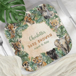 Safari Jungle Wild Animals Neutral Baby Dusche Pappteller<br><div class="desc">Geschlechtsneutrale Safari-Dschungel wilde Tier Babys Baby Dusche Design mit tropischem Grün Blattwerk. Composite Design von Holiday Hearts Designs.</div>