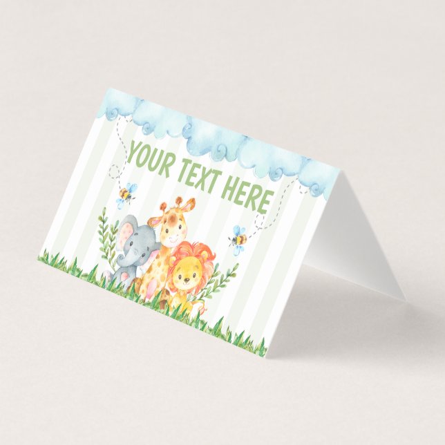 Safari Jungle Zoo Animal Table Tente Place Cartes (Front)