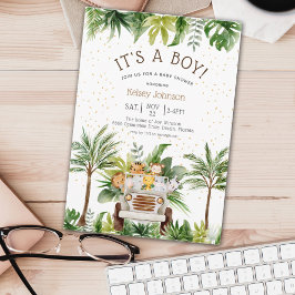 Safari Jungle Zoo Animals Boy Baby Dusche Invitati Einladung