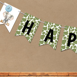 Safari Jungle Zoo Animals Elephant Balloon Wimpelkette