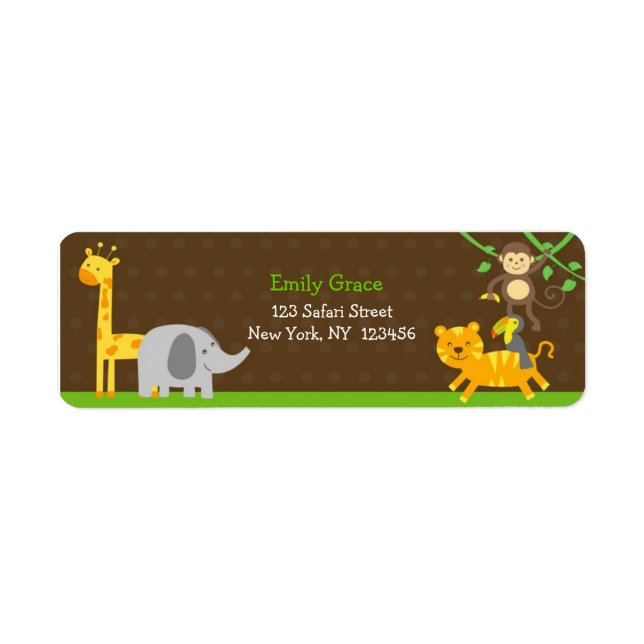 Safari Jungle Zoo Animals Rücksendeadressen-Aufkle (Vorne)