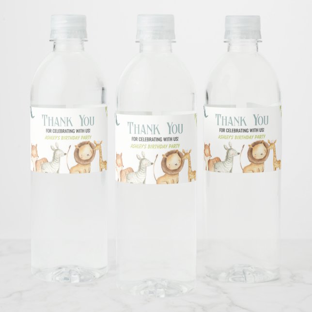 Safari Jungle Zoo Tier Geburtstagsparty Gefallen (Flaschen)
