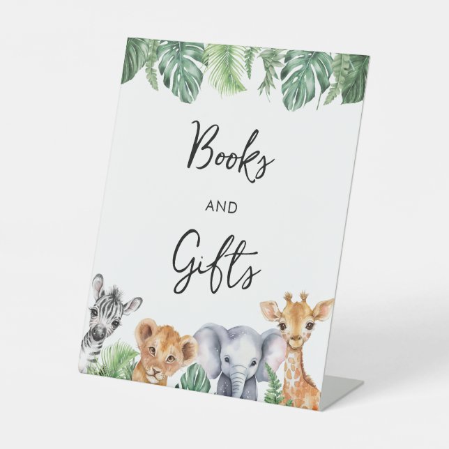 Safari Kinderdusche Bücher & Geschenke Sockelschild (Vorderseite)