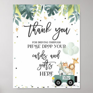 Safari-Laufwerk mit Baby-Duschkarte und Geschenksz Poster