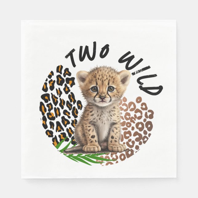 Safari Leopard Birthday Wild One Two Wild Party Serviette (Vorderseite)