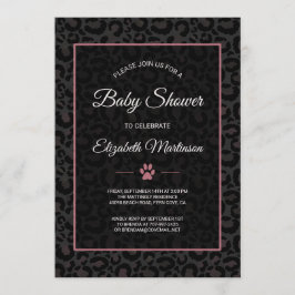 Safari Leopard Black Pink Rose Gold Baby Dusche Einladung