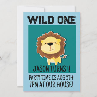 SAFARI LION ALTER 1 EINMAL 1 GEBURTSTAG EINLADUNG