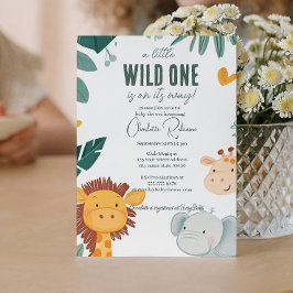 Safari Lion, Elephant Giraffen Babydusche Einladung