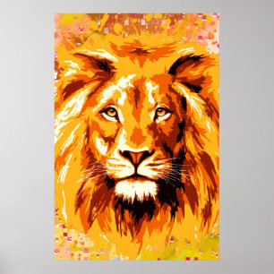 Safari Lion Farbiges Löwenposter Poster