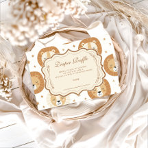 Safari Lion Neutral Baby Shower Diapper Raffle