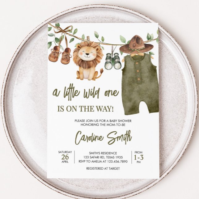 Safari Little Wild One Baby Clothes Baby Dusche Einladung (A Little Wild One Baby Clothes Baby Shower Invitation)