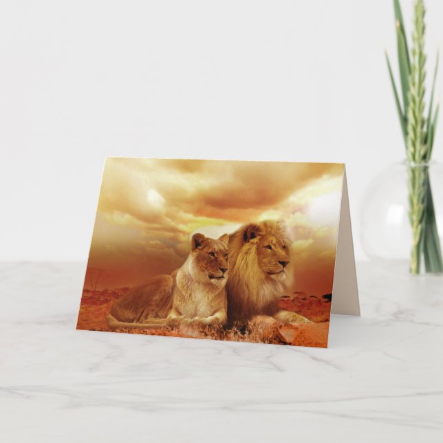 Safari-Löwen-Grußkarte Karte (Vorderseite)