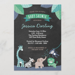 Safari moderne Jungle Baby Boy Shower Invitations