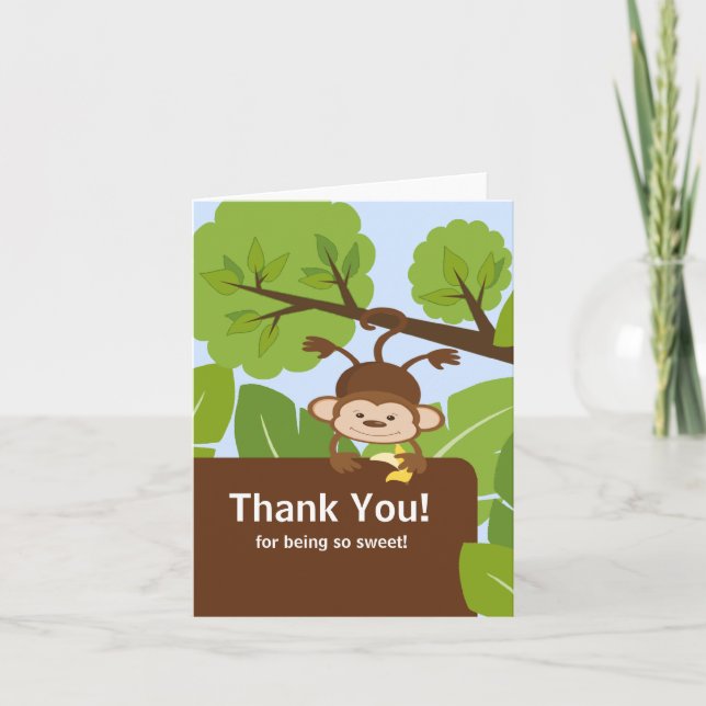 Safari Monkey Baby shower Merci Carte Note (Devant)