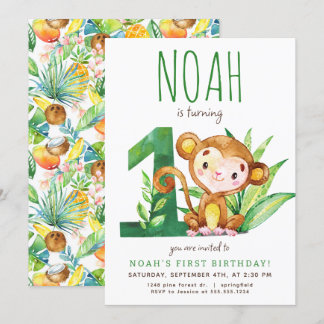 Safari Monkey Invitation d'anniversaire