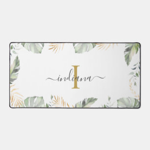 Safari-Monogramm Elegantes Schriftname Botanisch Schreibtischunterlage